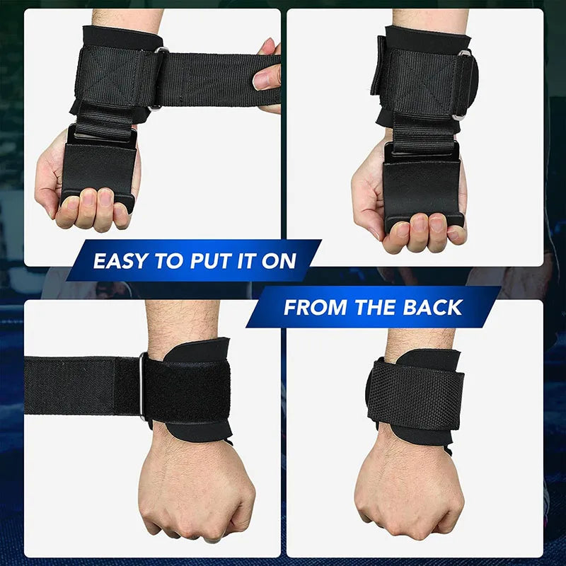 Weight Lifting Hook Grips With Wrist Wraps