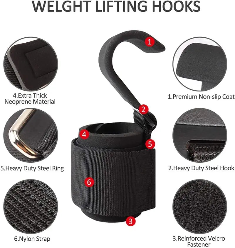Weight Lifting Hook Grips With Wrist Wraps